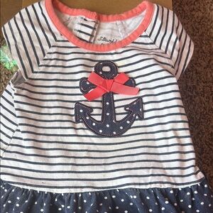 Barbie Navy and Coral Striped Dress with Anchor